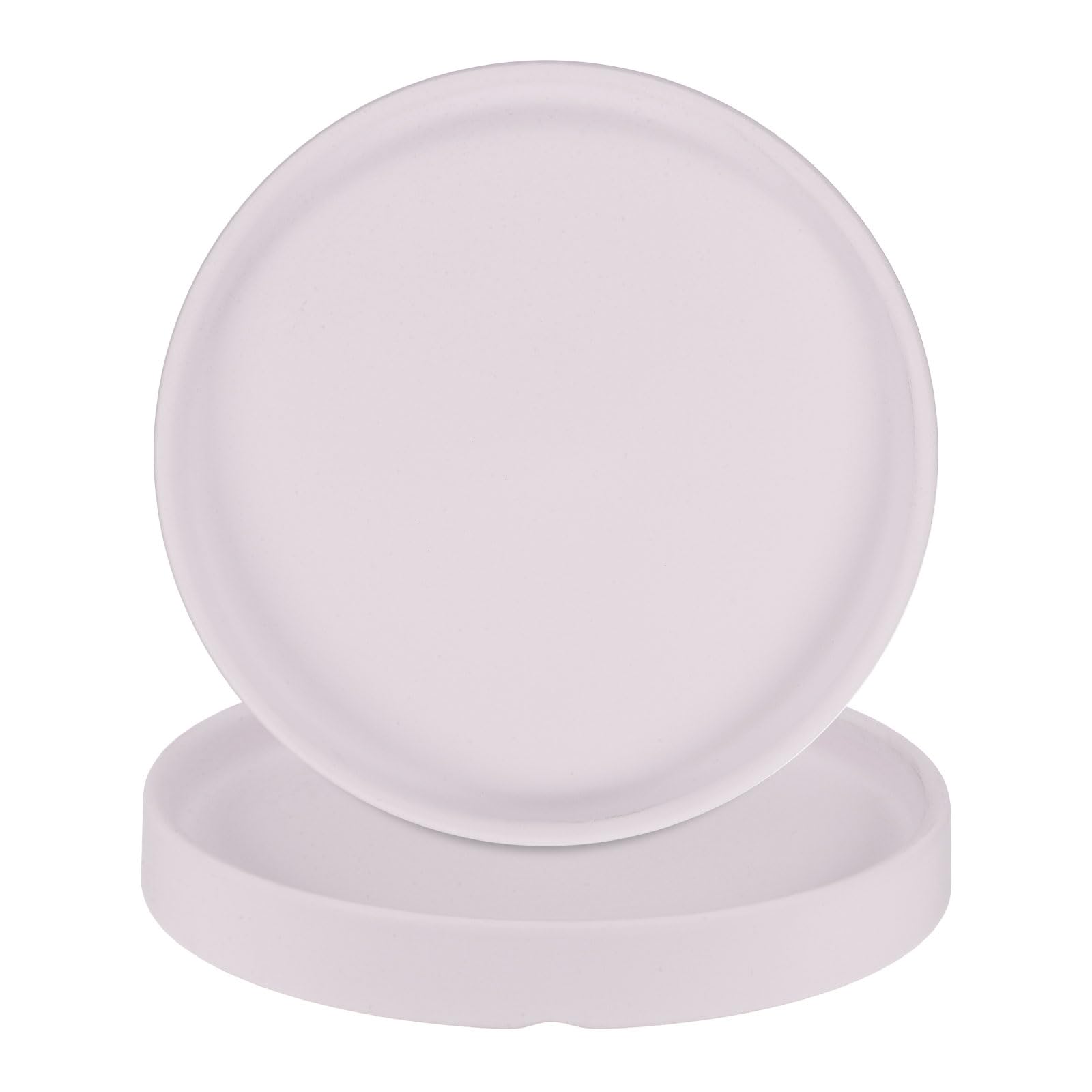 M METERXITY 2-Pack Ceramic Plant Saucer, 6.3 Inch 16cm Plant Water Catcher Tray, Plant Pot Saucers for Indoor/Outdoor Plants/Flower Drainage Drip Water Tray [Round Pink]