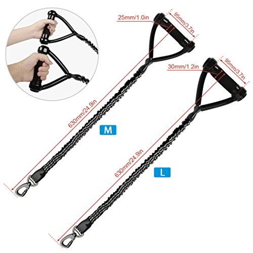 DOGNESS Shock Absorbing Dog Leash, Traffic Control Handle Available, Ultra Sturdy with Elastic Bungee Rope, 2 Handle Sizes for Male Female Walking Training Medium Large Dogs, 10” 25” Long and 3 Colors