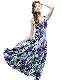 Maxchic Women's Empire Waist Sleeveless Stretch Floral Print Maxi Dress C42243S11M