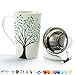 TEANAGOO M58-3 Ceramic Tea-Mug with Infuser and Lid, 18 OZ, Green Tree, Dad Mom Women Teaware with Filter Tea Cup Steeper Maker, Brewing Strainer for Loose Leaf, Diffuser Mug Set for Tea Lover Gift…
