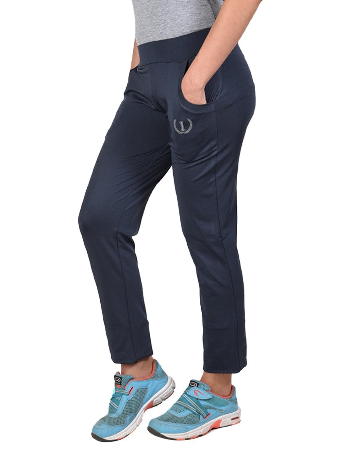 onesport women's polyester spandex jersey dark grey track pants(onsp14dg-p)