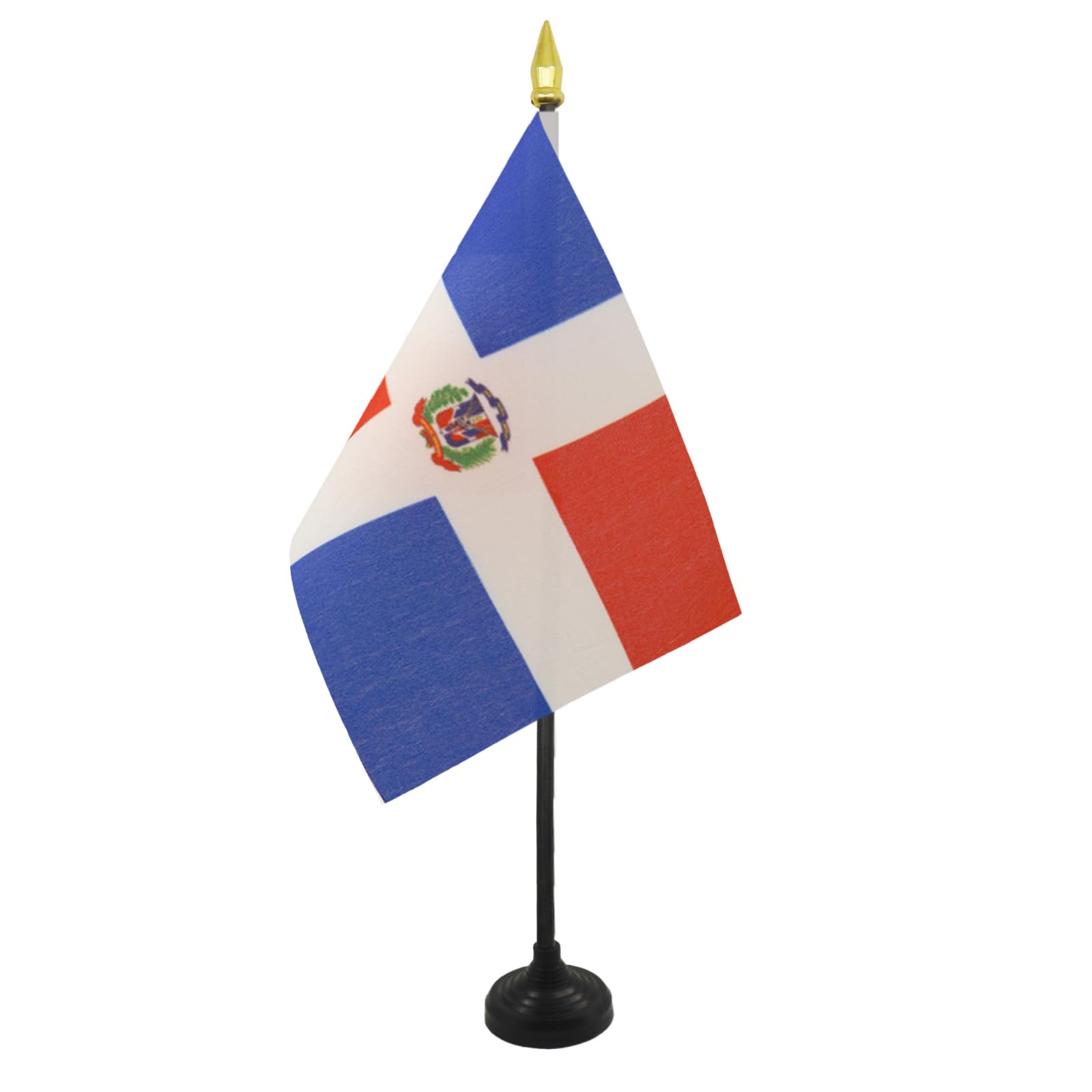 AZ FLAG - Dominican Republic Table Flag 4'' x 6'' - Dominican Mini Desk Flag 100% Polyester 15 x 10 cm - Office Mini Banner with 10'' Pole - Golden Spear
