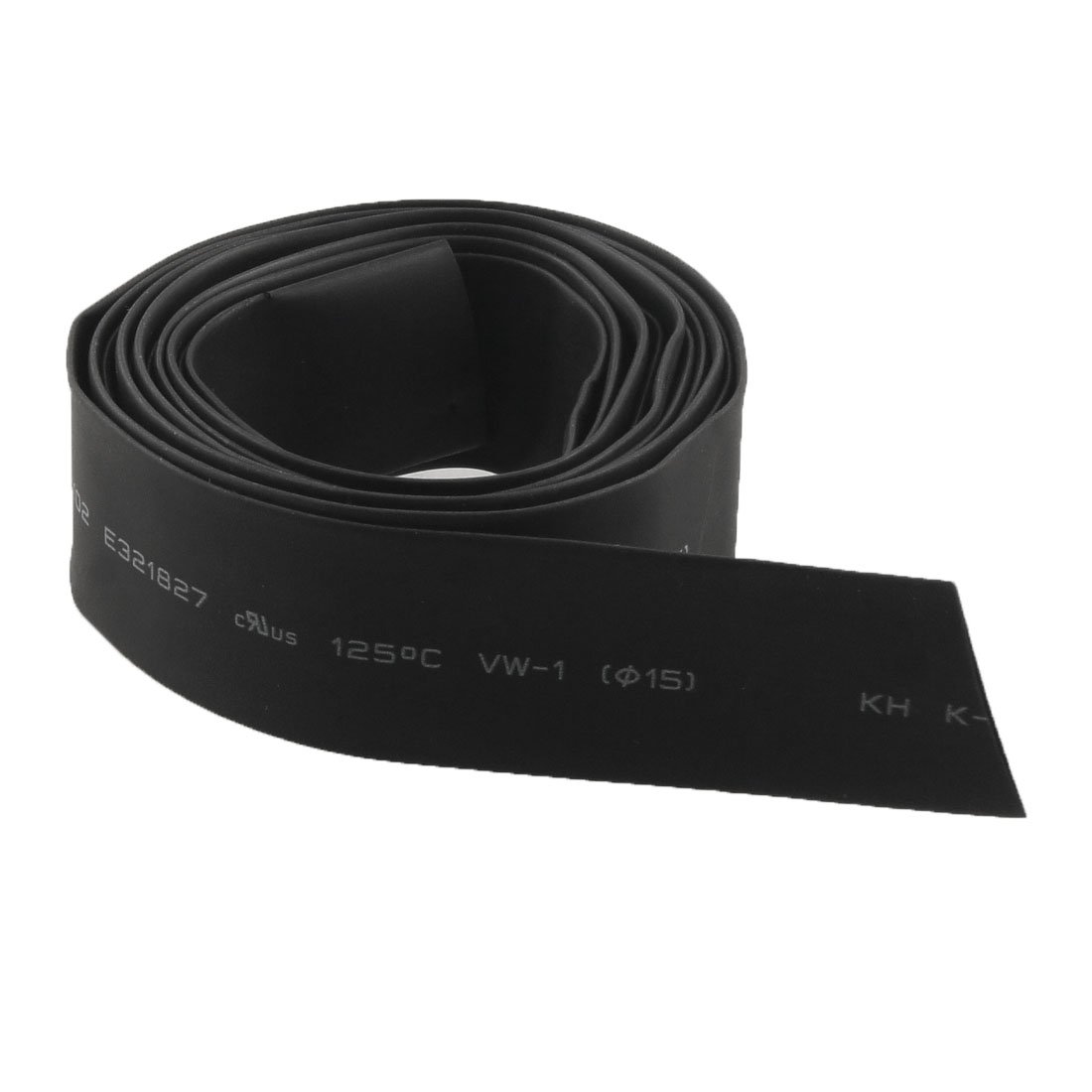Sourcingmap Rate 2:1 Black Polyolefin 15mm Dia Heat Shrink Shrinkable Tube 2M