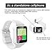 Curved Touch Screen Bluetooth Smart Watch with Camera, Unlocked Watch Cell Phone Waterproof Smartwatch Phone for Android IOS Samsung IPhone Men Women Kids Girls (White)