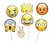 MoreTeam Emoji Photo Booth Props 27 Piece DIY Kit with 4Pcs Free Bookmark for Birthday Reunions Wedding Parties (27pcs Emoji)