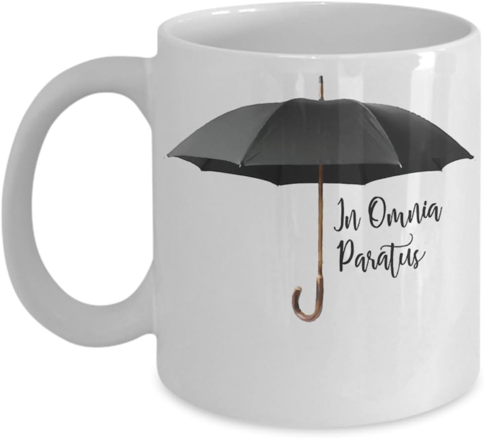 In Omnia Paratus Umbrella - By: Trinkets & Novelty - Funny Gilmore Girls Inspired Merchandise. This 11-oz Luke's Diner Cafe Stars Hollow Dragonfly Inn Coffee Cocoa Mug Cup is Perfect Gift for Fan