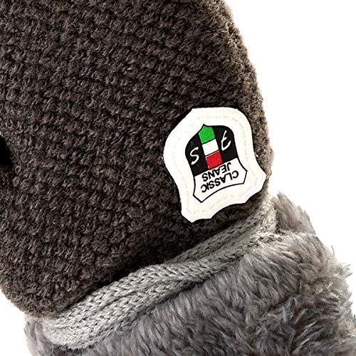Winter Warm Baby Gloves Mittens - Infant Toddler Kids Knit Plush Lined Gloves Mittens with String for Baby Girls Boys 6 Months - 5 Years (Grey)