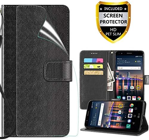 LG Stylo 3 case, LG Stylo 3 Plus/Stylus 3 Wallet Case,PU Leather Magnetic Folio Flip Case Built-in Card Slots Full Body Protection Phone Case Cover with HD Screen Protector-Black