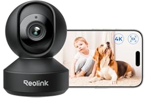 REOLINK Smart 4K UHD Pan & Tilt Dual-Band Wi-Fi 6 Indoor Security Camera with 3X Optical Zoom, Auto-Tracking, People/Pet Detection, Crying Sound Detection, Privacy Mode, Bluetooth Setup, E1 Zoom-Black