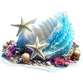 Beautiful Shell Starfish PVC Vinyl Car Decals Stickers Waterproof Self-Adhesive Decals for Cars, Laptops, Trucks, Motorcycles Wall Window Luggage Scratch Cover Door Decor Sticker