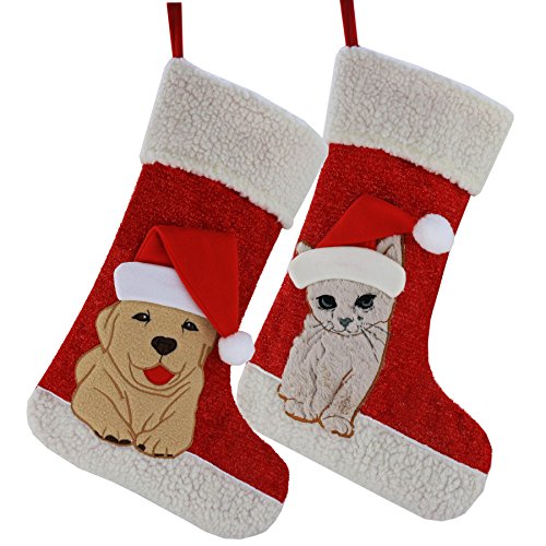Wewill Christmas Holiday Pet Theme Embroidered Stockings Cute Gift Socks, 20 Inch (Dog)