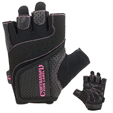 Contraband Pink Label 5137 Women’s Padded Weight Lifting and Rowing Gloves w/ Grip-Lock Padding (Pair) – Machine Washable Fingerless Workout Gloves Designed Specifically for Women