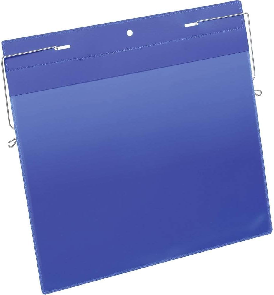 Durable Document Pocket with Wire Hanger A4 Landscape, Pack of 50 Pieces, Dark Blue