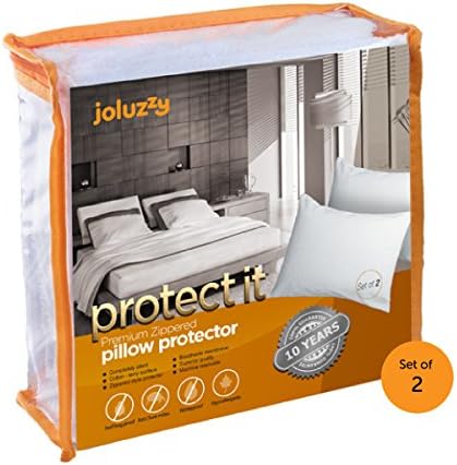Waterproof  Pillow Protector, Zippered Cotton Terry Pillow Cover,  Standard Size Pillow Cases Set of 2