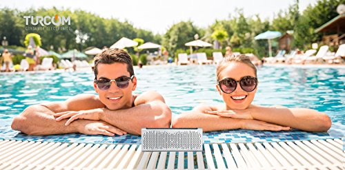 Turcom Titan Bluetooth Speaker Portable Wireless Mobile Mini Speaker, Dual Speakers 10 Watt Total Power, IPX5 Certified Water-Resistant, Enhanced Bass Boost, Built in Mic, 3.5mm AUX Port, Rechargeable Battery, High-End Aluminum Casing, Works with Iphone,