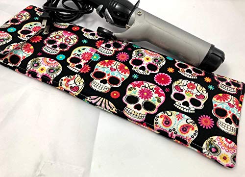 Curling Iron Holder Cover or Flat Iron Case - Sugar Skulls Flower - Thumbnail 7