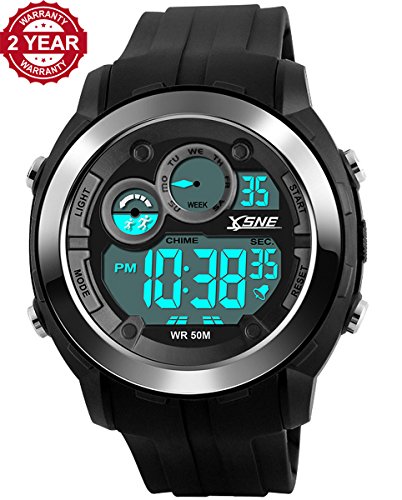 Digital Sports Watch Water Resistant Outdoor Electronic Waterproof LED Military Back Light Black Big Face Men’s Wristwatch 1234