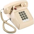 Retro Classic Corded Landline Phone Message Indicator, Traditional 2500 Analog Desk Phone Call Light, Vintage Corded Desk Telephone for Landline Large Button, Old School Phone for Hotel,Home,Beige