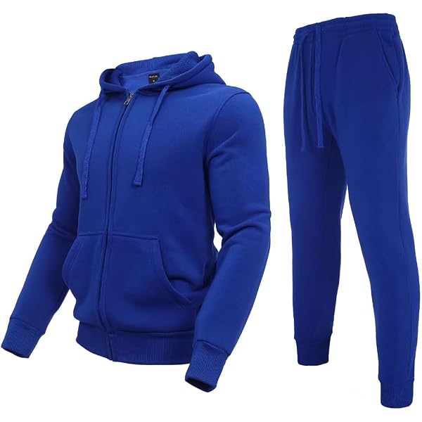 Men's Fleece Hooded Tracksuit Set – Winter Jogger Outfit, Warm & Comfortable, Royal Blue, Large - View #7
