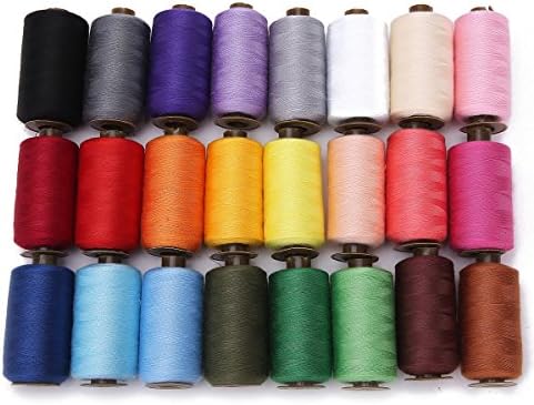 Kivvo Polyester Sewing Thread Large Spool Holder 1000 Yards 24 Colors Set Pack in Bulk for Sewing Machines