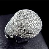 Men's Silver Cluster Iced Out Lab Simulated Diamond Band Micropave Bling Hip Hop Ring - Personalized ICY Jewelry Round Cluster Size 9