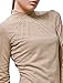 Allegra K Woman Mesh Panel Front Mock Neck Bracelet Sleeves Top L Beige