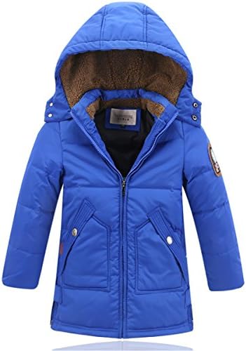 DUOCAI Boys Kids Winter Hooded Down Coat Puffer Jacket For Big Boys Mid-Long