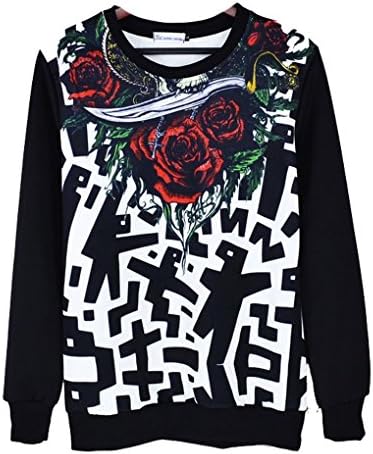 FSLP Unisex Galaxy Print Roll Neck Pullover Sweatshirt (Punk Flower)
