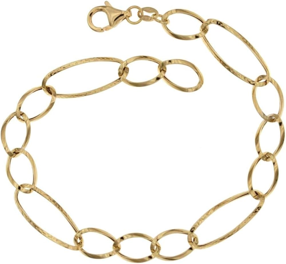 Armband aus Gold 18 Karat 7500/1000 Kette leer glänzend gehämmert für Damen Amazon.de Bekleidung