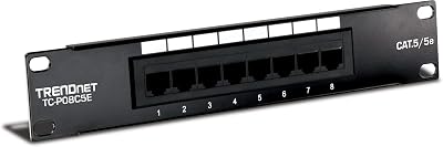 TRENDnet 8-Port Cat5e Patch Panel 10 Inch RJ45 Gigabit Unshielded Wall Mount