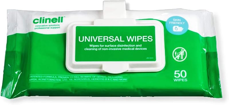 Clinell Universal Cleaning Wipes 50 Pack - Multi Purpose Disinfectant
