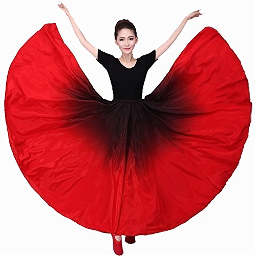 Women Latin Practice Dance Big Swing Skirt Tango Cha Cha Spanish Frill Pleated Dress Modern Ballroom - Thumbnail 5