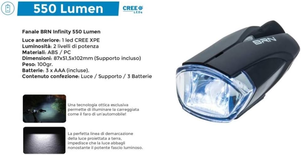 BERNARDI Infinity BRN 550 Lumen Front LED Light with Battery