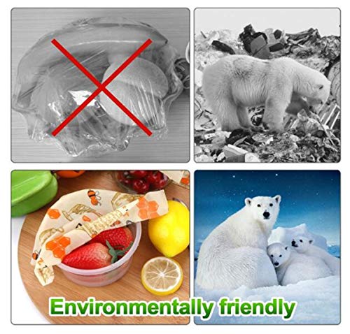 Set di involucri in cera d\'api per alimenti biologici, per evitare sprechi di formaggio e panini, in plastica sostenibile, lavabili C