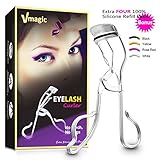 VMAGIC Eyelash Curler Include FIVE silicone colorful refill pads for all Shapes and Sizes (Sliver)