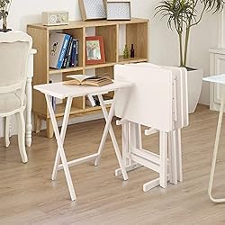 Casual Home 5pcs Tray Table Set, White
