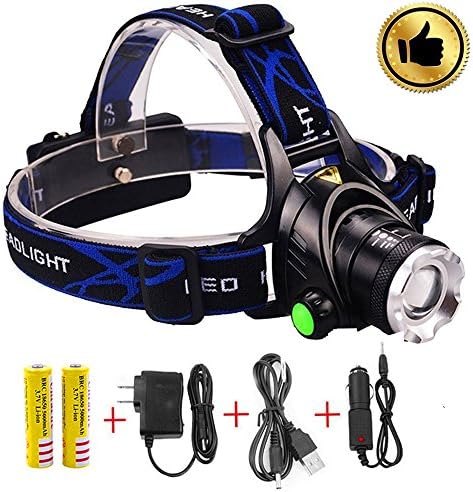 Led Headlamp Flashlight,Super Bright Headlight,Waterproof Hard Hat Light,Zoomable Led Track Light 3 Modes Rechargeable Battery Powered Hands-free Perfect for Riding,Fishing,Camping,Outdoor Sports
