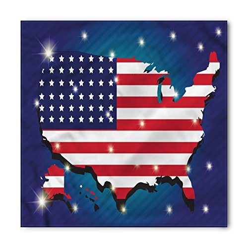 Lunarable USA Map Bandana, Fourth of July Party Design, Unisex Head and Neck Tie