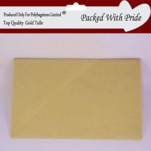 10 Metres of 6” Wide - GOLD - Tulle Tutu Wedding Fabric Netting - 35 Colours - This Tulle is Factory Packed Around Card and Is produced and packaged especially for Polybagstores Limited® (Gold)
