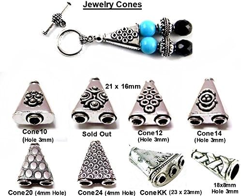 PlanetZia 8 Styles of Jewelry Cones for Designer Jewelry Making End Caps TVT-Cones (Style-Cone12 6pcs)