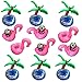 12 Pcs Inflatable Pink Flamingo Coasters Palm Trees Cup Drink Holder Swimming Pool Float