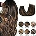 LAB·EH Remy Human Hair Extensions Clip in Balayage Natural Black to Chestnut Brown 20 Inch 7pcs 120g Real Clip in Hair Extensions Real Hair Extensions Natural Straight Extensions
