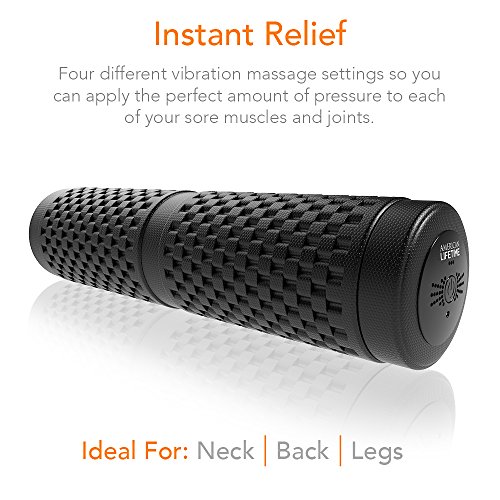 American Lifetime Vibrating Foam Roller - 17 Inch 4-Speed Rechargeable Electric High-Intensity Vibration, Deep Tissue Massager for Recovery, Pliability Training, Physical Therapy - 1 Year Warranty