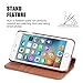 iPhone 7 Plus Case, TUCCH iPhone 7 Plus Leather Case Premium PU Leather Magnetic Folio Flip Cover with [Kickstand][Card Slots] Wrist Strap Case, Brown