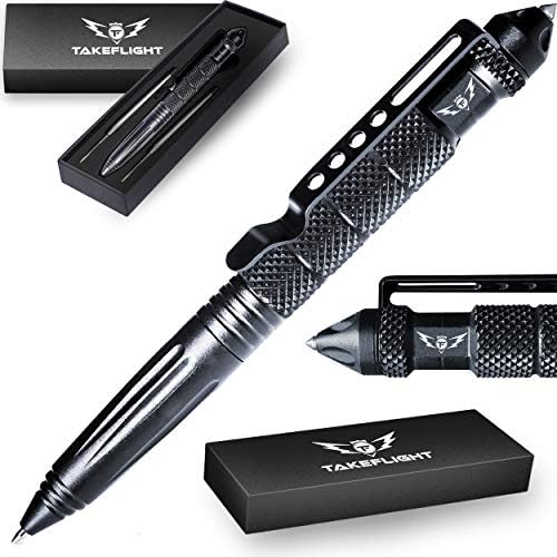 Tactical Pen Self Defense Tool - Survival Multitool + Window Glass Breaker for Police, Military, SWAT, EDC | Smooth Writing Black Ballpoint, Gift Boxed with Extra Refills
