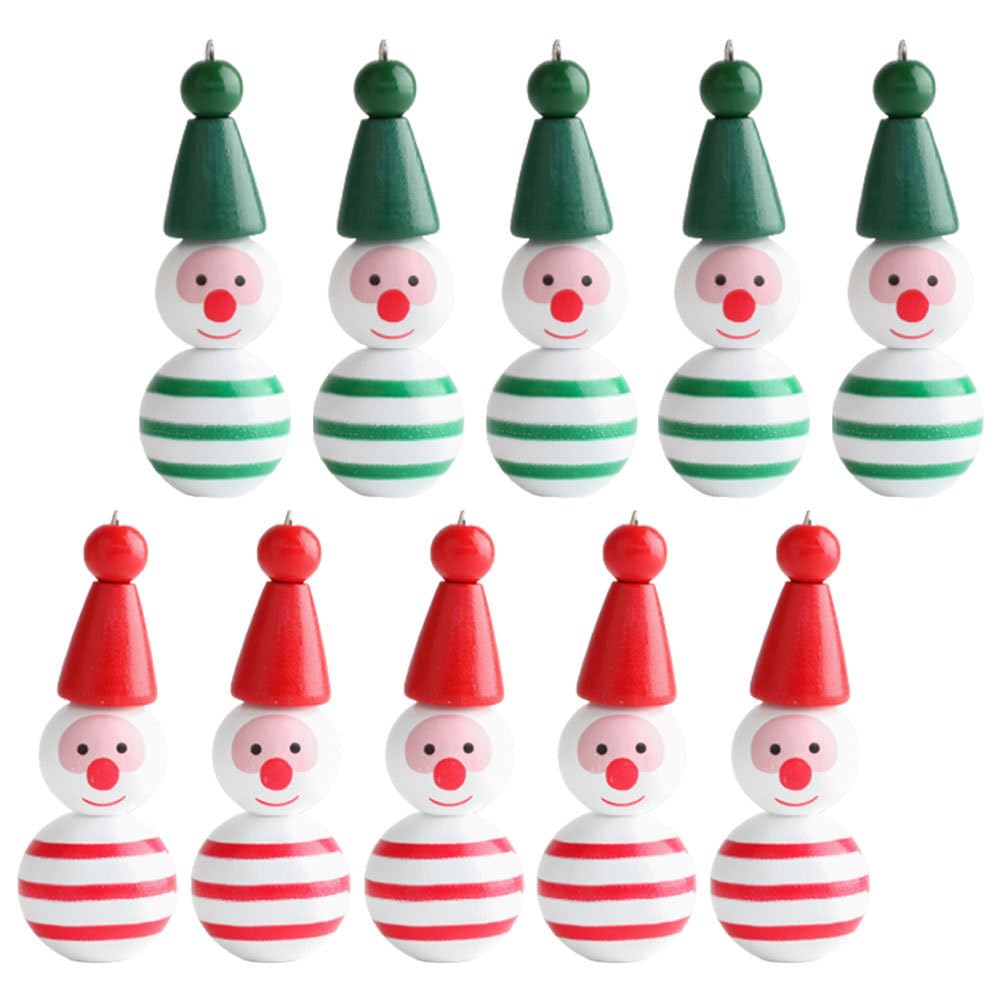 TOPBATHY 160pcs Christmas Wooden Beads Christmas Snowman Wooden Beads with Faces Tree Decorations Snowman Doll Garland Party Decor