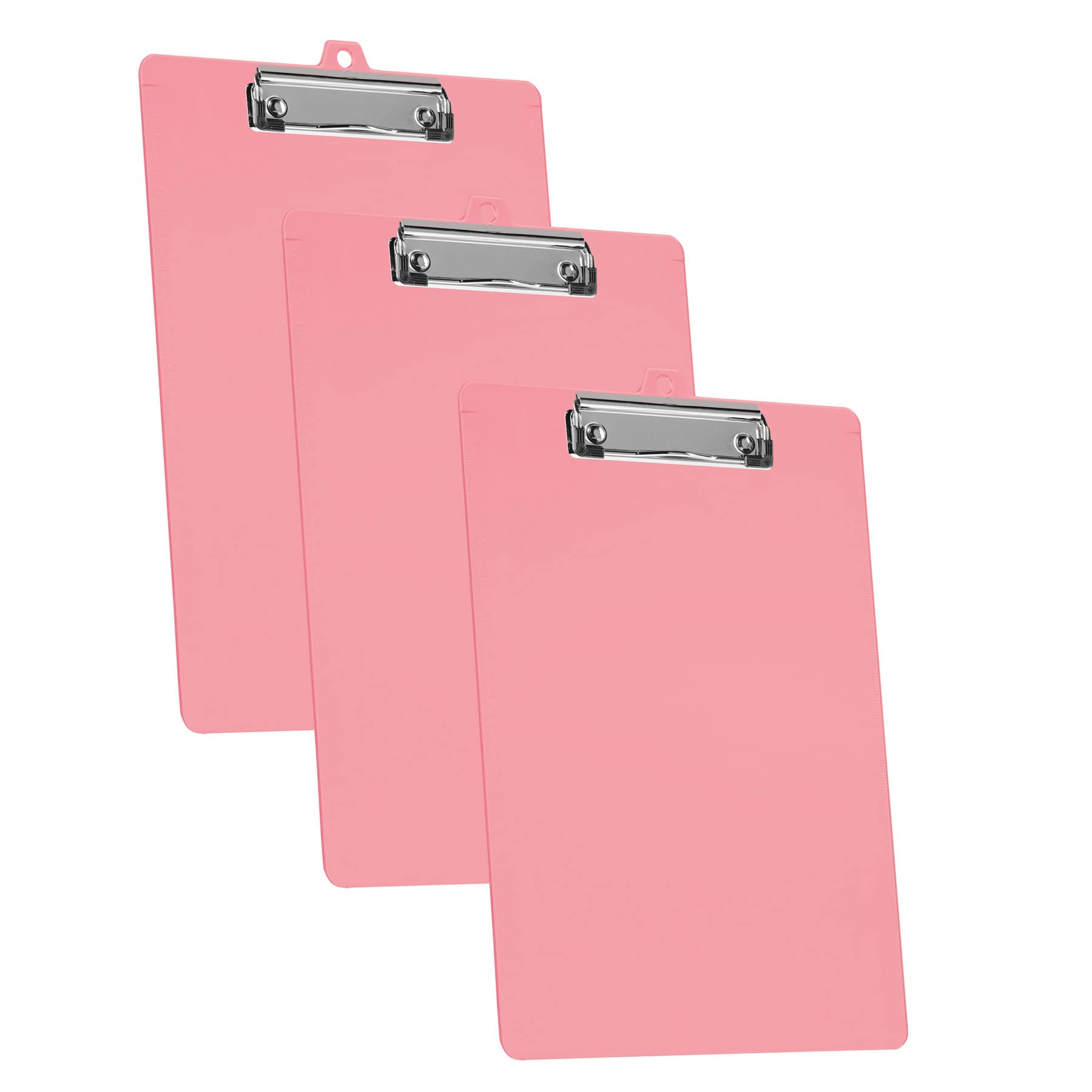 Acrimet 3 Pack Clipboard Letter Size A4 (34 cm x 24 cm) Low Profile Clip & Side Rulers, Durable Plastic for Office, School, Home Use - Solid Pink Color