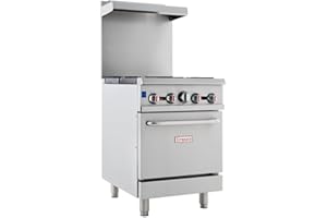 EMPURA 24" Freestanding Natural Gas Range | Cooking Stove with Single Standard Oven and (4) Cast-Iron Open Burners for Kitchen Restuarant | 151,000 BTU | 24"W x 60-3/8"H x 32-5/8"D, Stainless Steel