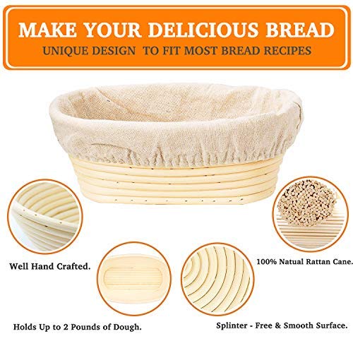 ZAVAREA 1pc Oval Bread Proving Basket, Rattan Brotform, 21×15×