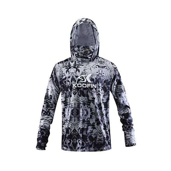 Performance Fishing Hoodie with Face Mask Hooded Sunblock Shirt Sun Shield Long Sleeve Shirt